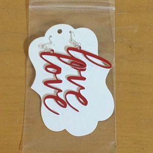 2” & 1-3/4” Laser cut love dangling earrings (red)